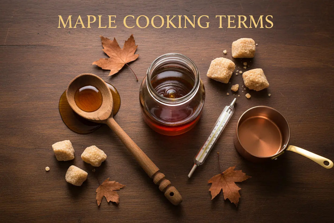 maple syrup and cooking  tools on a table