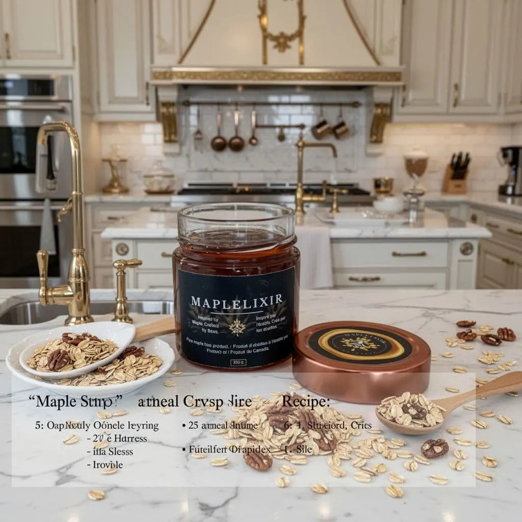 Our Maple Syrup Maplelixir shines next to fresh oats and nuts. Follow the recipe with crystal syrup and crisps. Breakfast waits for no one. 😋 #HealthyBreakfast
