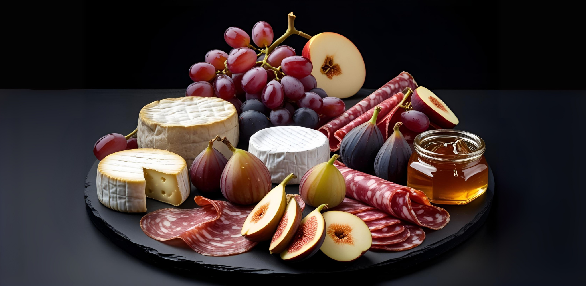 Artisanal Canadian maple honey with aged cheeses and charcuterie board.
