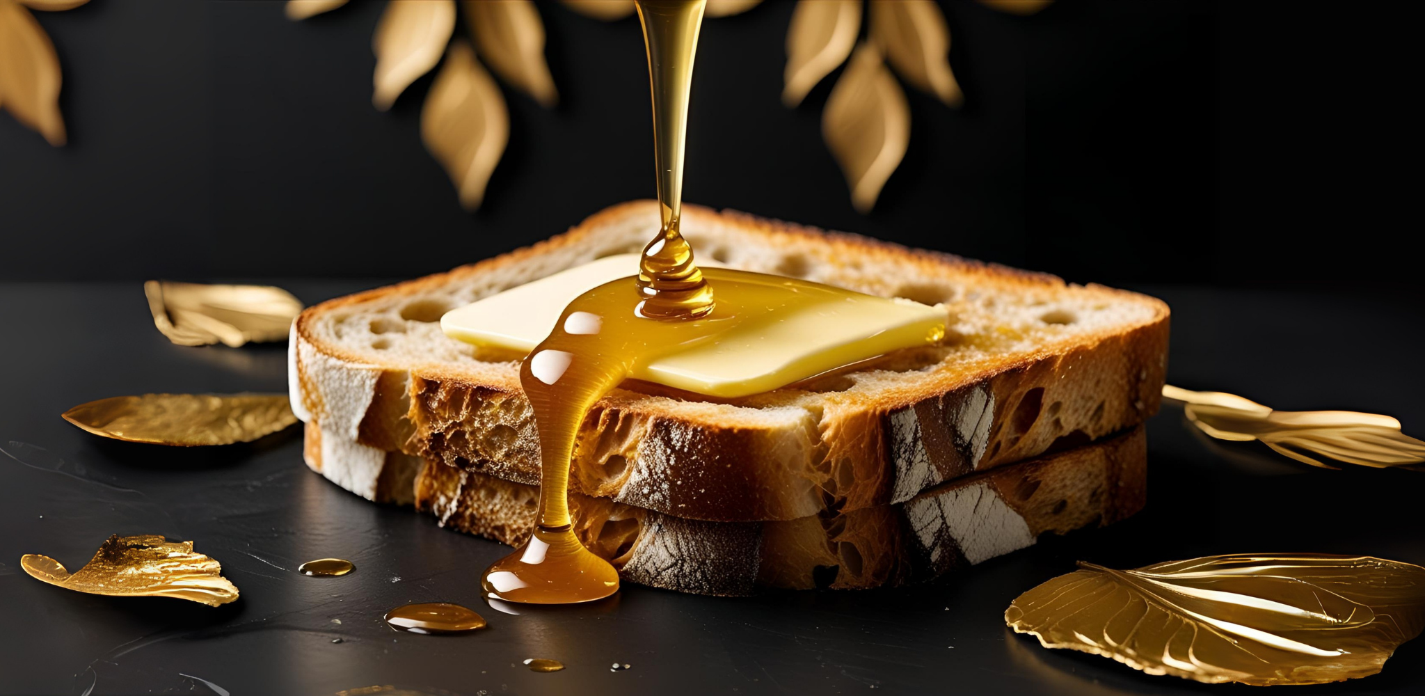 Pure Canadian maple honey drizzled on warm buttered toast.